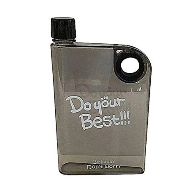 Black Ultra Slim Notebook Style Water Bottle 38ml | Portable Memo Bottle for Travel, School & Office