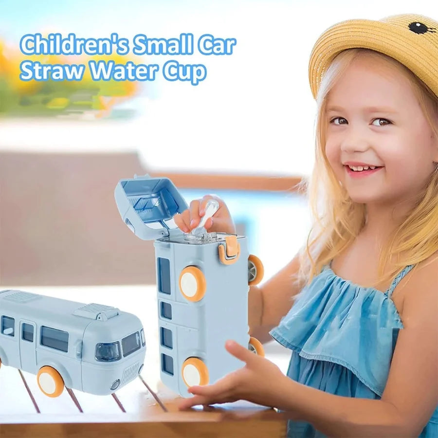 Bus Shape School Water Bottle | 5ml | With Strap | Cute & Leak-Proof | Random Color