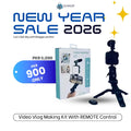 AY-49 Video Making Kit | All-in-One Vlogging Tripod with Wireless Remote, Microphone, LED Light & Mobile Holder