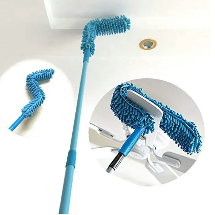 Flexible Micro-Fiber Duster With Telescopic Stainless Steel Handle | Fan & Home Cleaning | Random Colors