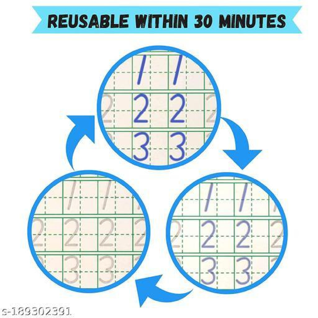 4 in 1 Sank Magic Book | Reusable Magic Practice Copy Book | 4 books + 1 Pen + 1 Refills +1 Grip