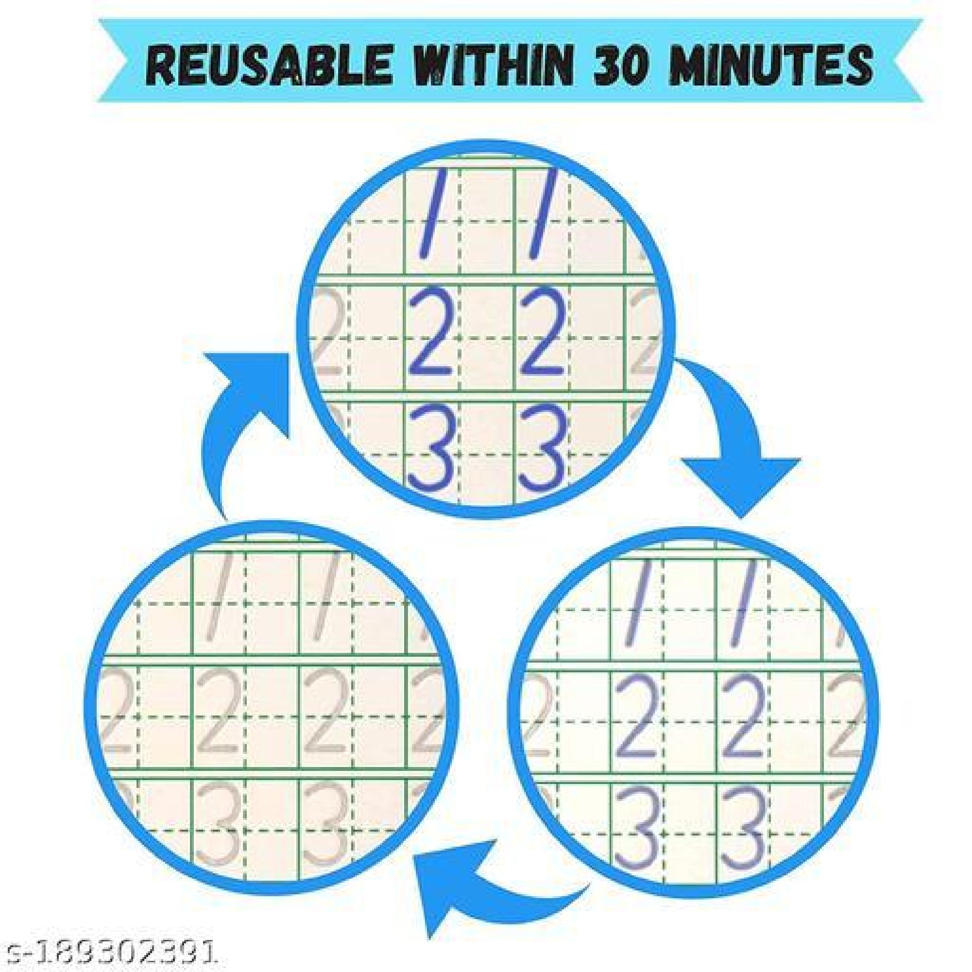 4 in 1 Sank Magic Book | Reusable Magic Practice Copy Book | 4 books + 1 Pen + 1 Refills +1 Grip