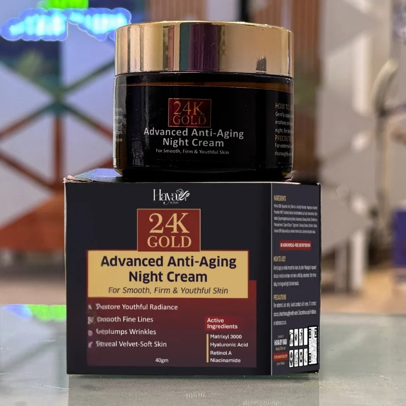 Haya 24K Gold Advanced Anti-Aging Night Cream with Retinol Hyaluronic Acid and Niacinamide