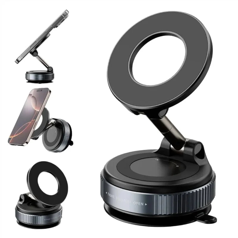 Foldable Magnetic Car Phone Holder | 36° Rotating Suction Mount, Universal