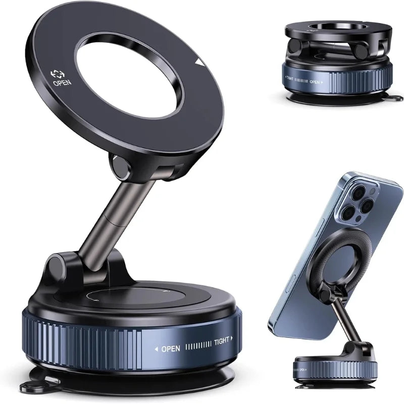 Foldable Magnetic Car Phone Holder | 36° Rotating Suction Mount, Universal