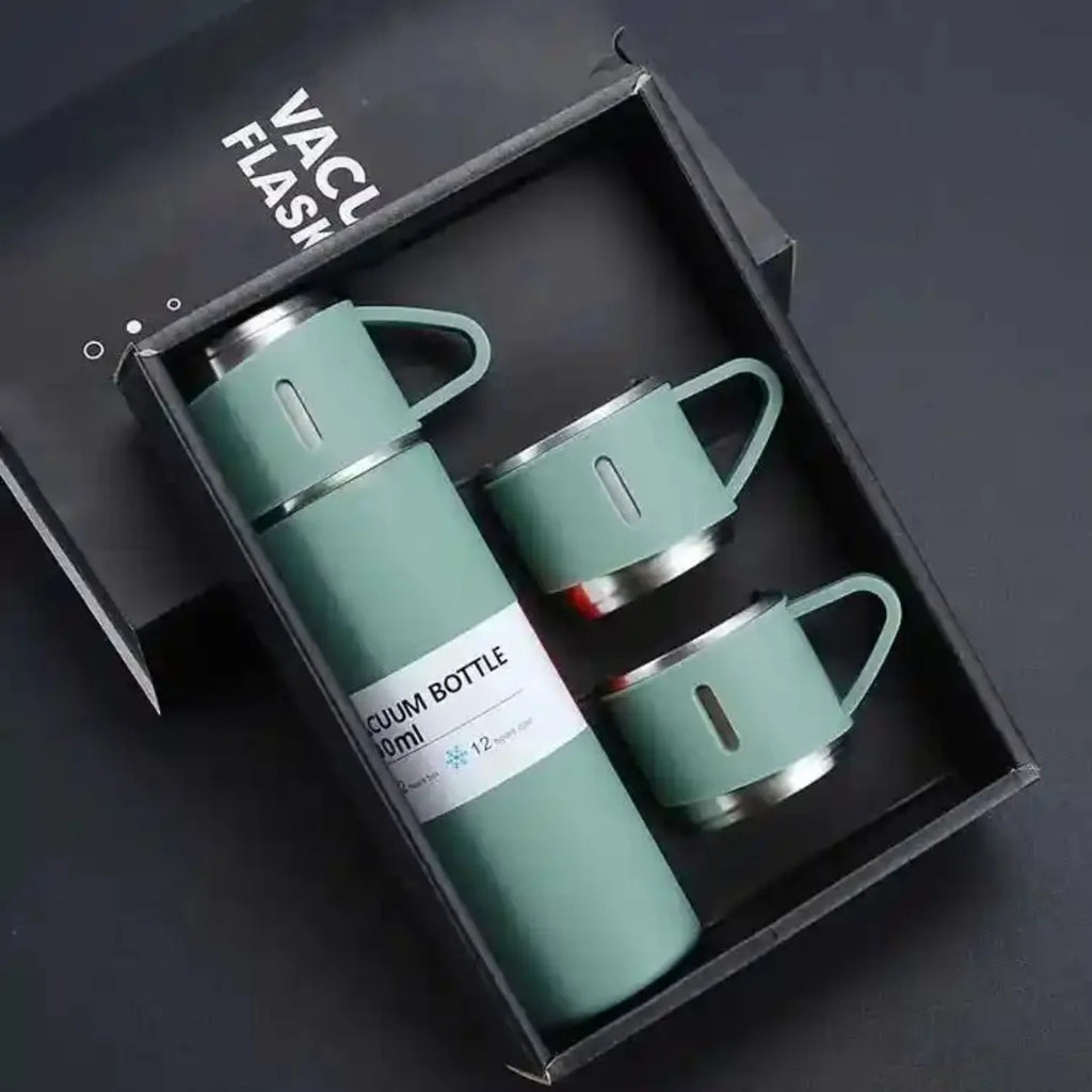 3 Cup 5ML Double-Layer Stainless Steel Vacuum Flask Set | Hot & Cold | Travel Thermos