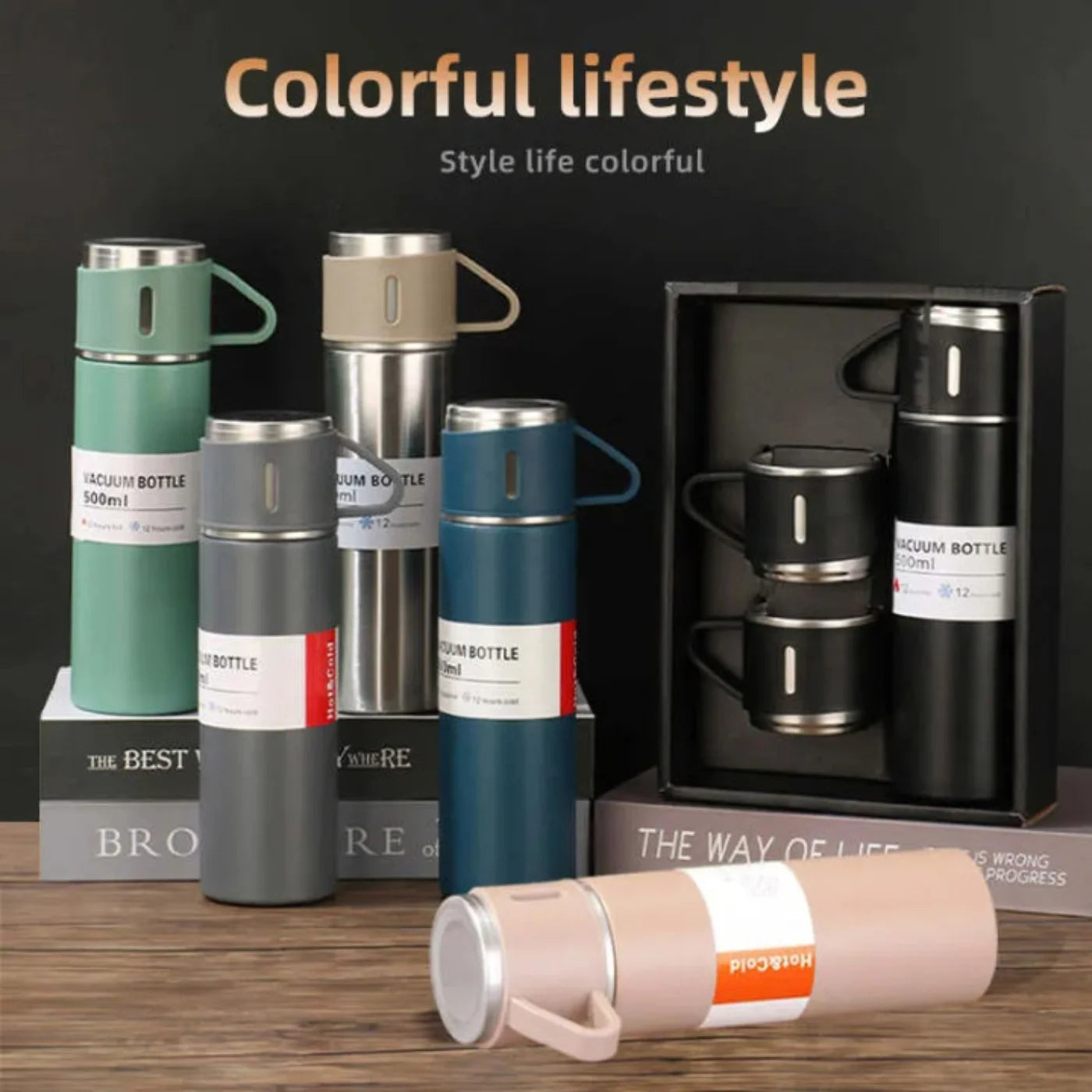 3 Cup 5ML Double-Layer Stainless Steel Vacuum Flask Set | Hot & Cold | Travel Thermos
