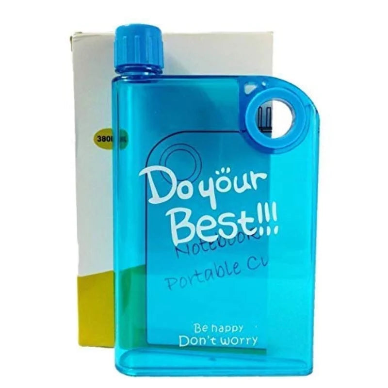 Blue Ultra Slim Notebook Style Water Bottle 38ml | Portable Memo Bottle for Travel, School & Office