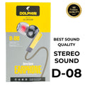 Dolphin D-8 Handsfree | Stereo Sound Earphones | Noise-Cancellation with Mic & Inline Controls