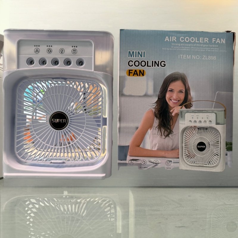 1 Inches | Large Size Portable Air Conditioner Fan | Usb Electric Fan With Led Night Light, Fine Mist Water, And Humidifier Function | Led Night Light Water Mist | Random Color
