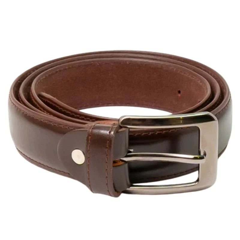 Dark Brown Pure Leather Belt | Premium Formal Wear Belt with Rugged Leather Interior & Elegant Metal Buckle