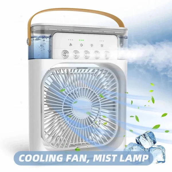 1 Inches | Large Size Portable Air Conditioner Fan | Usb Electric Fan With Led Night Light, Fine Mist Water, And Humidifier Function | Led Night Light Water Mist | Random Color