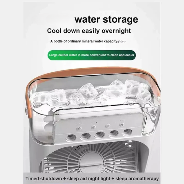 1 Inches | Large Size Portable Air Conditioner Fan | Usb Electric Fan With Led Night Light, Fine Mist Water, And Humidifier Function | Led Night Light Water Mist | Random Color